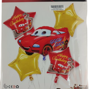 Casey 5pc Red Cars Themed Birthday Balloon Set