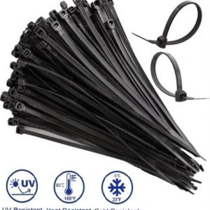 Noble 2.5 x 200mm Pack of 100 Black Nylon Cable Ties