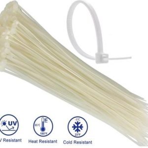 Noble 4.8 x 200mm Pack of 100 White Nylon Cable Ties