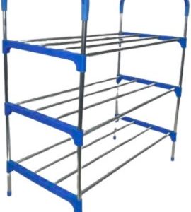 Nordic Blue Wind Cross 3 Tier 12 Shoe Steel Rack