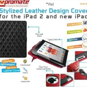 Promate Black iPose.10-Stylized Leather Design Cover