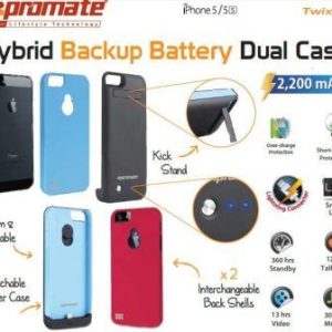Promate Red Twix.i5 Hybrid Backup battery Dual case